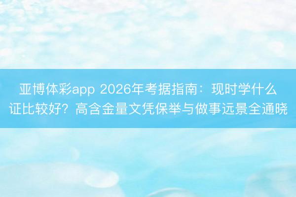 亚博体彩app 2026年考据指南：现时学什么证比较好？高含金量文凭保举与做事远景全通晓