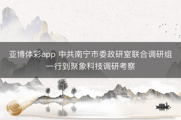 亚博体彩app 中共南宁市委政研室联合调研组一行到聚象科技调研考察