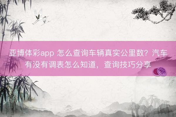 亚博体彩app 怎么查询车辆真实公里数?汽车有没有调表怎么知道,查询技巧分享