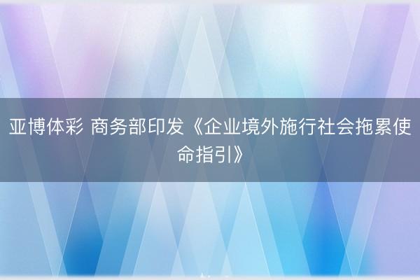 亚博体彩 商务部印发《企业境外施行社会拖累使命指引》