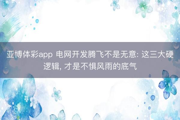 亚博体彩app 电网开发腾飞不是无意: 这三大硬逻辑， 才是不惧风雨的底气