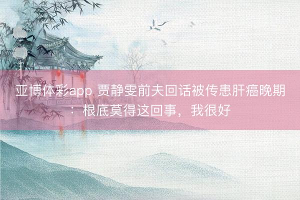 亚博体彩app 贾静雯前夫回话被传患肝癌晚期：根底莫得这回事，我很好
