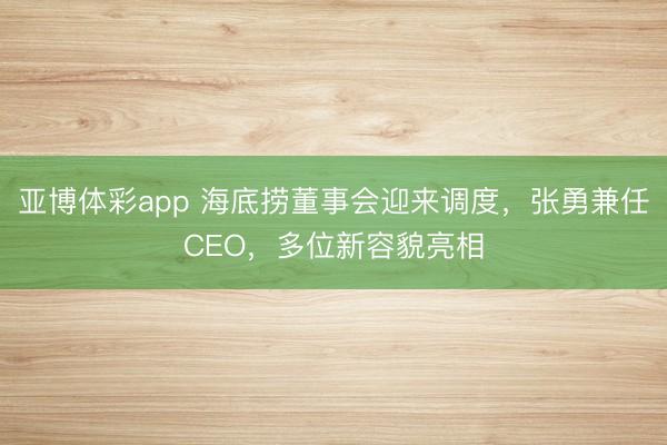 亚博体彩app 海底捞董事会迎来调度，张勇兼任CEO，多位新容貌亮相