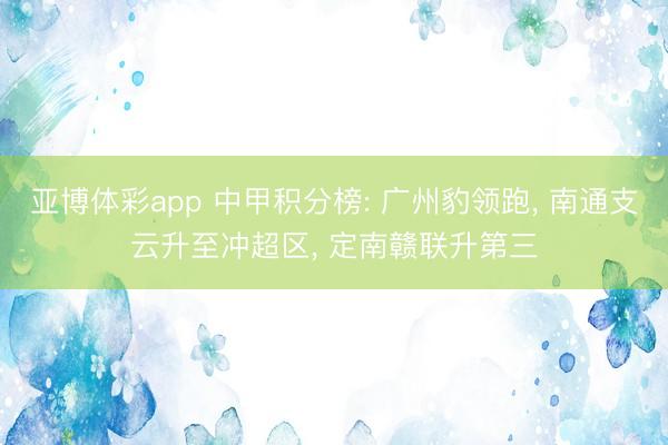 亚博体彩app 中甲积分榜: 广州豹领跑， 南通支云升至冲超区， 定南赣联升第三