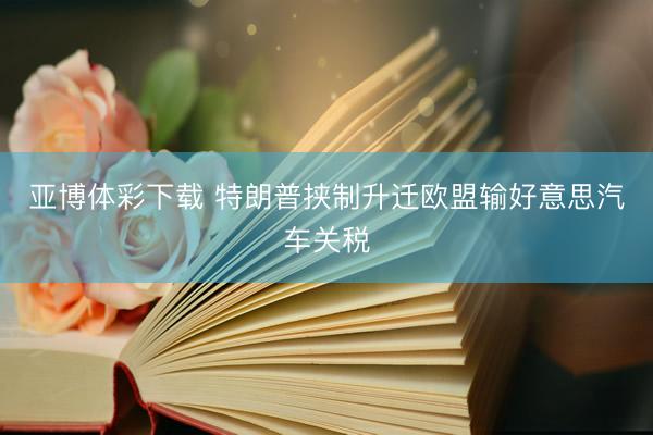 亚博体彩下载 特朗普挟制升迁欧盟输好意思汽车关税