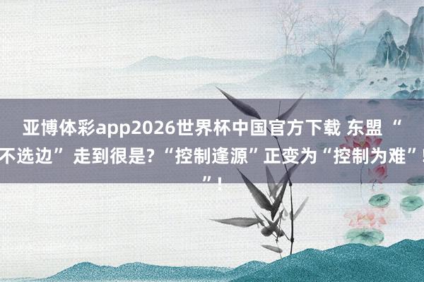 亚博体彩app2026世界杯中国官方下载 东盟 “不选边” 走到很是? “控制逢源”正变为“控制为难”!