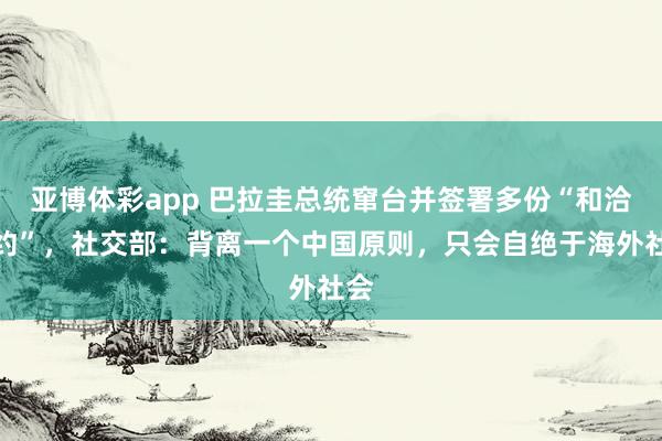亚博体彩app 巴拉圭总统窜台并签署多份“和洽公约”，社交部：背离一个中国原则，只会自绝于海外社会