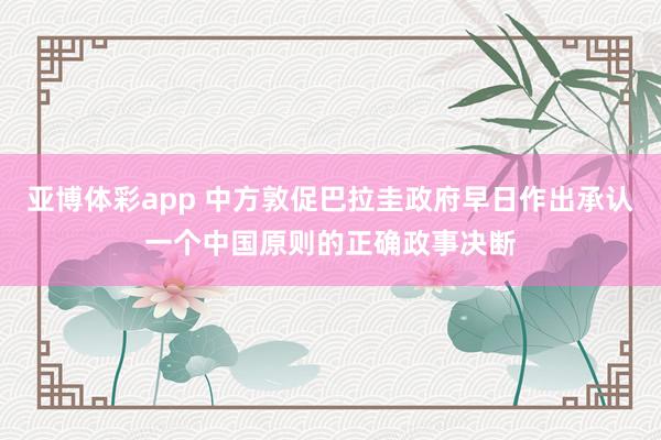 亚博体彩app 中方敦促巴拉圭政府早日作出承认一个中国原则的正确政事决断