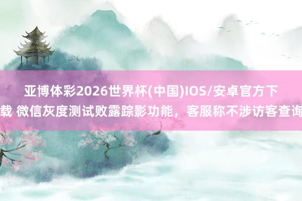 亚博体彩2026世界杯(中国)IOS/安卓官方下载 微信灰度测试败露踪影功能，客服称不涉访客查询