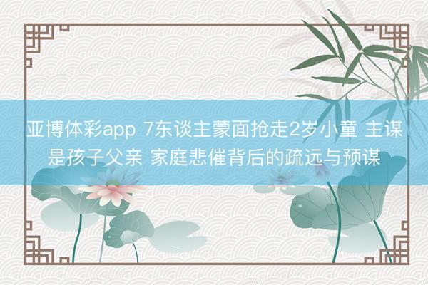 亚博体彩app 7东谈主蒙面抢走2岁小童 主谋是孩子父亲 家庭悲催背后的疏远与预谋