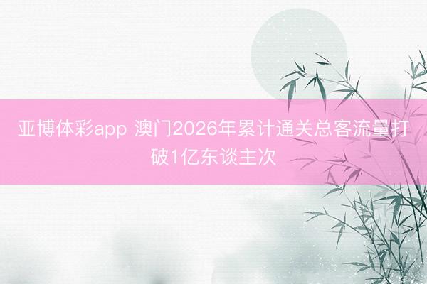 亚博体彩app 澳门2026年累计通关总客流量打破1亿东谈主次